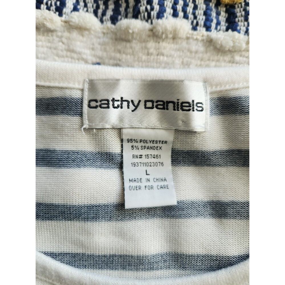 Women’s shirt C.D.DANIELS size L striped long sleeve pullover top Pre-own (fs55) - Picture 4 of 5